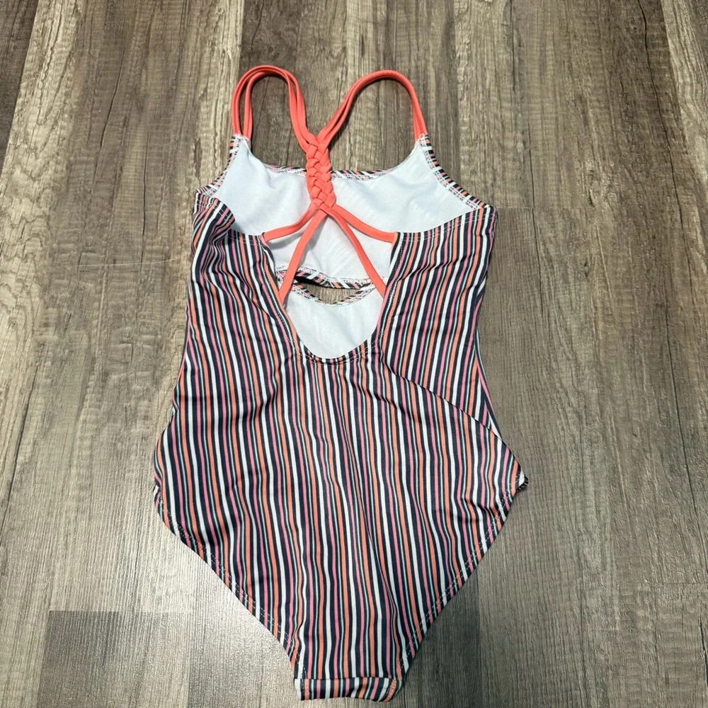 Art Class Multicolor Striped Girls Swimsuit,‎ Size M